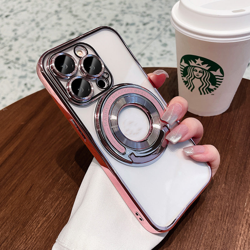 Magnetyczny uchwyt przyssawkowy Galwanizowane przezroczyste ochronne etui na telefon iPhone