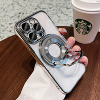 Magnetyczny uchwyt przyssawkowy Galwanizowane przezroczyste ochronne etui na telefon iPhone
