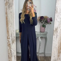 🎁Elegancki 2-częściowy garnitur z długim topem i dopasowanymi spodniami✨