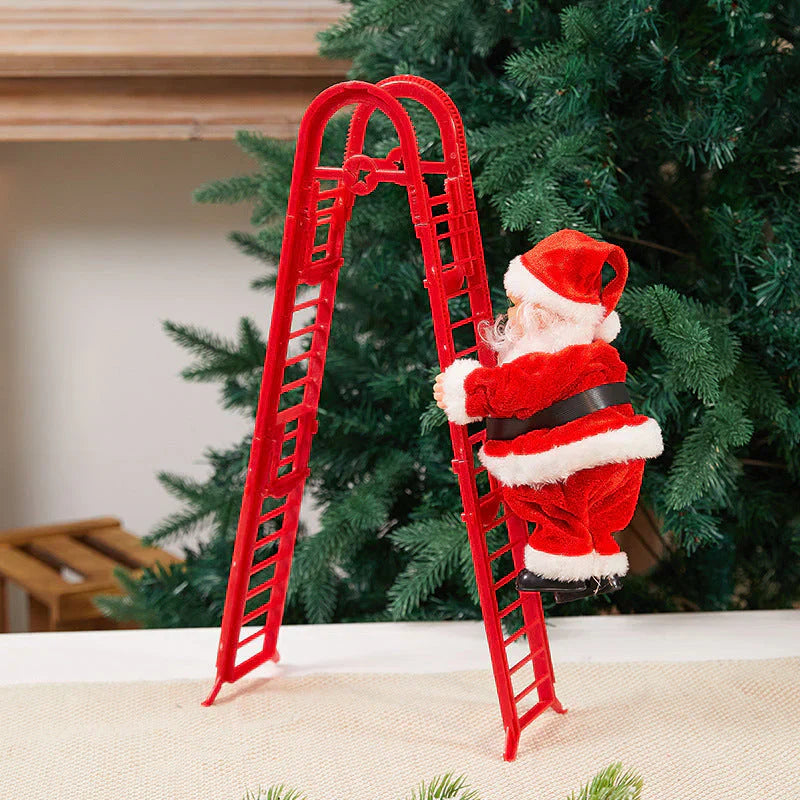 🎄Elektryczna zabawka muzyczna przedstawiająca Świętego Mikołaja wspinającego się po kominie