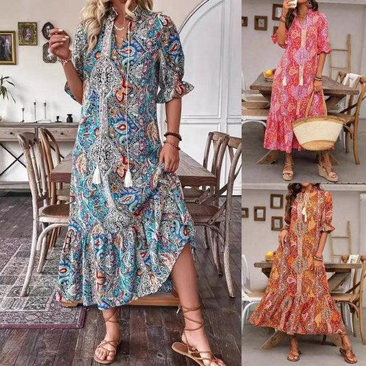 Eleganckie sukienki boho z kwiatowym nadrukiem