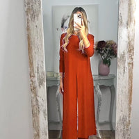 🎁Elegancki 2-częściowy garnitur z długim topem i dopasowanymi spodniami✨