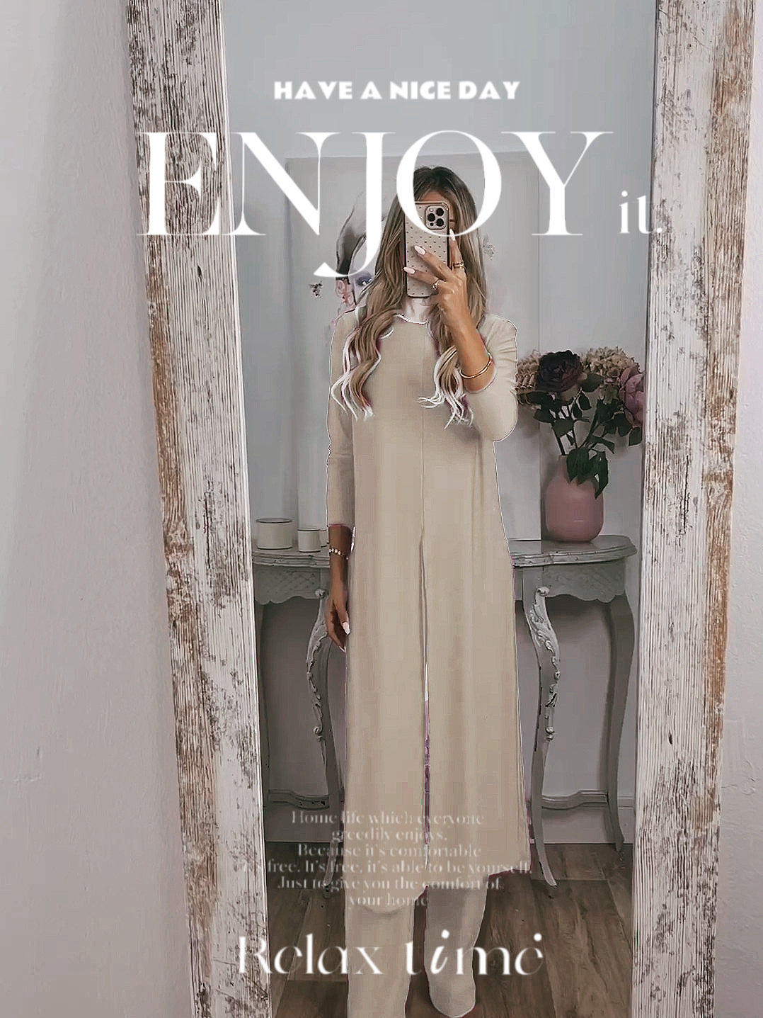 🎁Elegancki 2-częściowy garnitur z długim topem i dopasowanymi spodniami✨