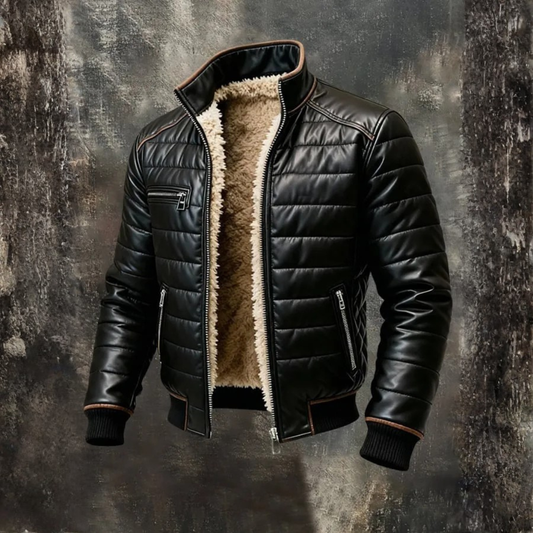 Kurtka puchowa czarna z podszewką sherpa