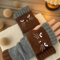 😻 Rękawiczki bez palców z haftowanym kotem