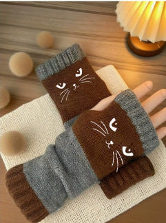 😻 Rękawiczki bez palców z haftowanym kotem