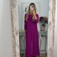🎁Elegancki 2-częściowy garnitur z długim topem i dopasowanymi spodniami✨