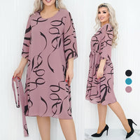 🌸Elegancka luźna sukienka midi z marszczonymi rękawami
