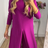 🎁Elegancki 2-częściowy garnitur z długim topem i dopasowanymi spodniami✨