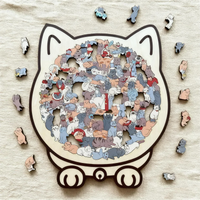 🐱135-elementowa drewniana układanka w kształcie kota w kolorach Morandiego🎁