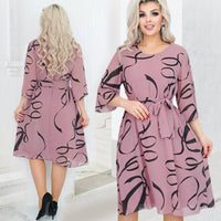 🌸Elegancka luźna sukienka midi z marszczonymi rękawami