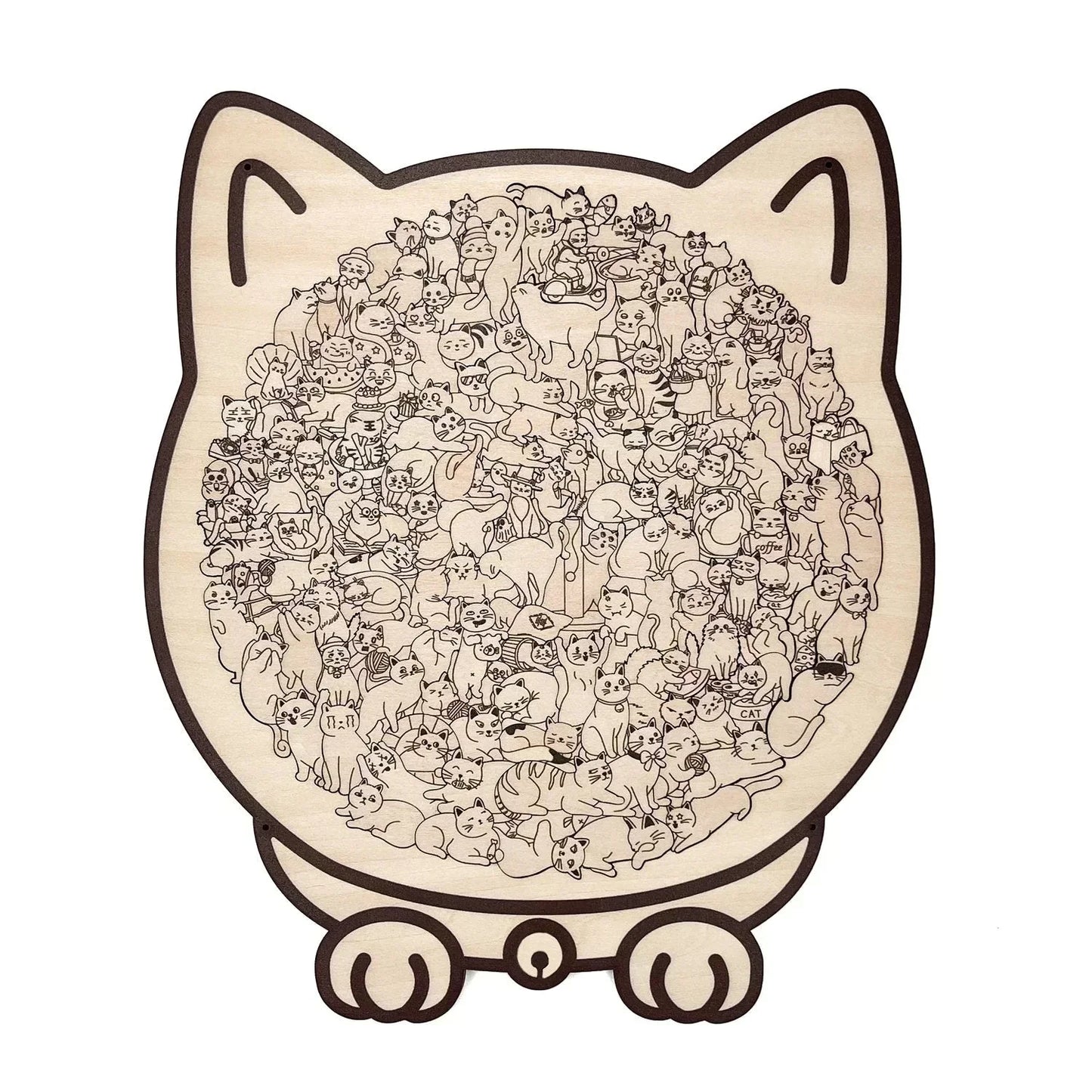 🐱135-elementowa drewniana układanka w kształcie kota w kolorach Morandiego🎁