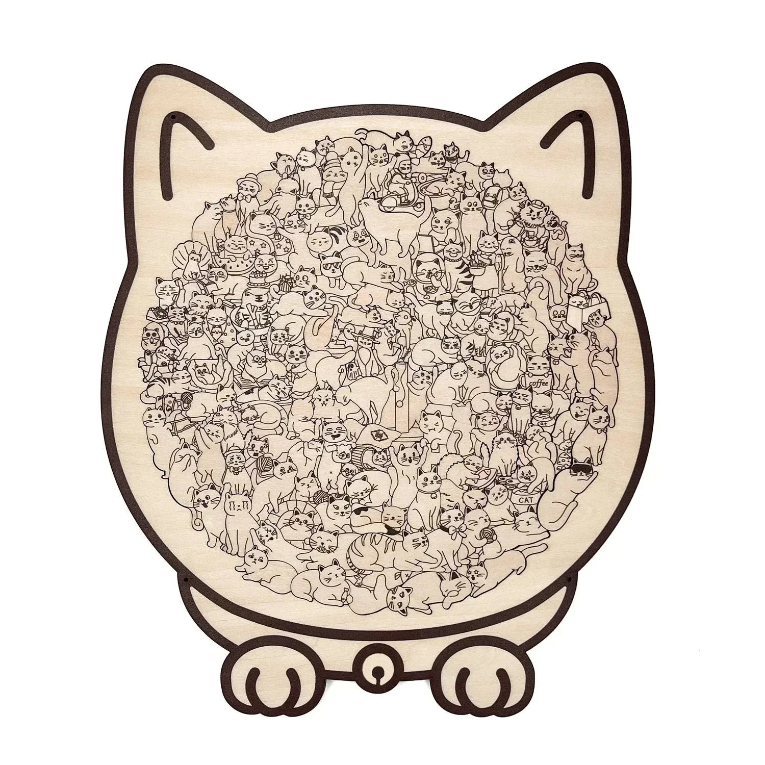 🐱135-elementowa drewniana układanka w kształcie kota w kolorach Morandiego🎁
