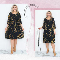 🌸Elegancka luźna sukienka midi z marszczonymi rękawami