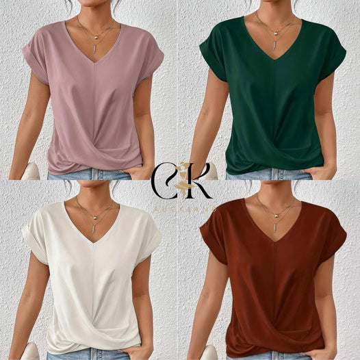 👚 Elegancka casualowa koszulka z krótkim rękawem
