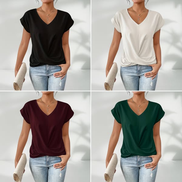 👚 Elegancka casualowa koszulka z krótkim rękawem