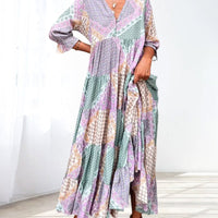 【M-3XL】🌈Kolorowa sukienka z nadrukiem i rękawami 3/4