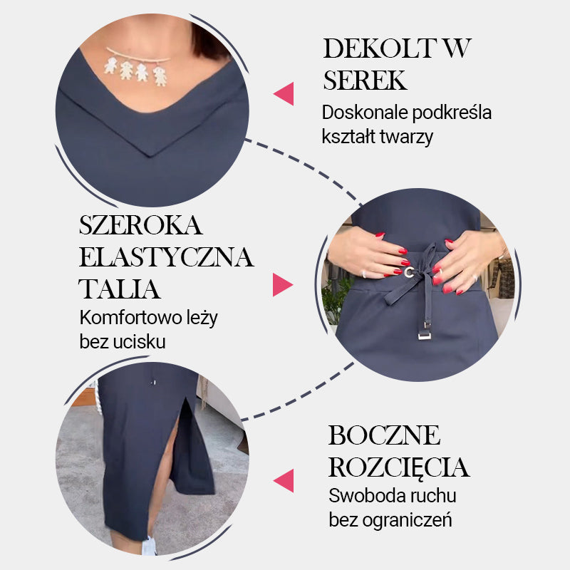 🌸Zestaw damski T-shirt z dekoltem w serek i spódnicy midi