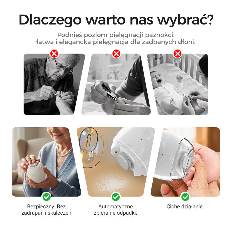 🎉 Elektryczny obcinacz do paznokci - Bezpieczny, nie uszkodzi skóry