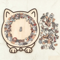 🐱135-elementowa drewniana układanka w kształcie kota w kolorach Morandiego🎁