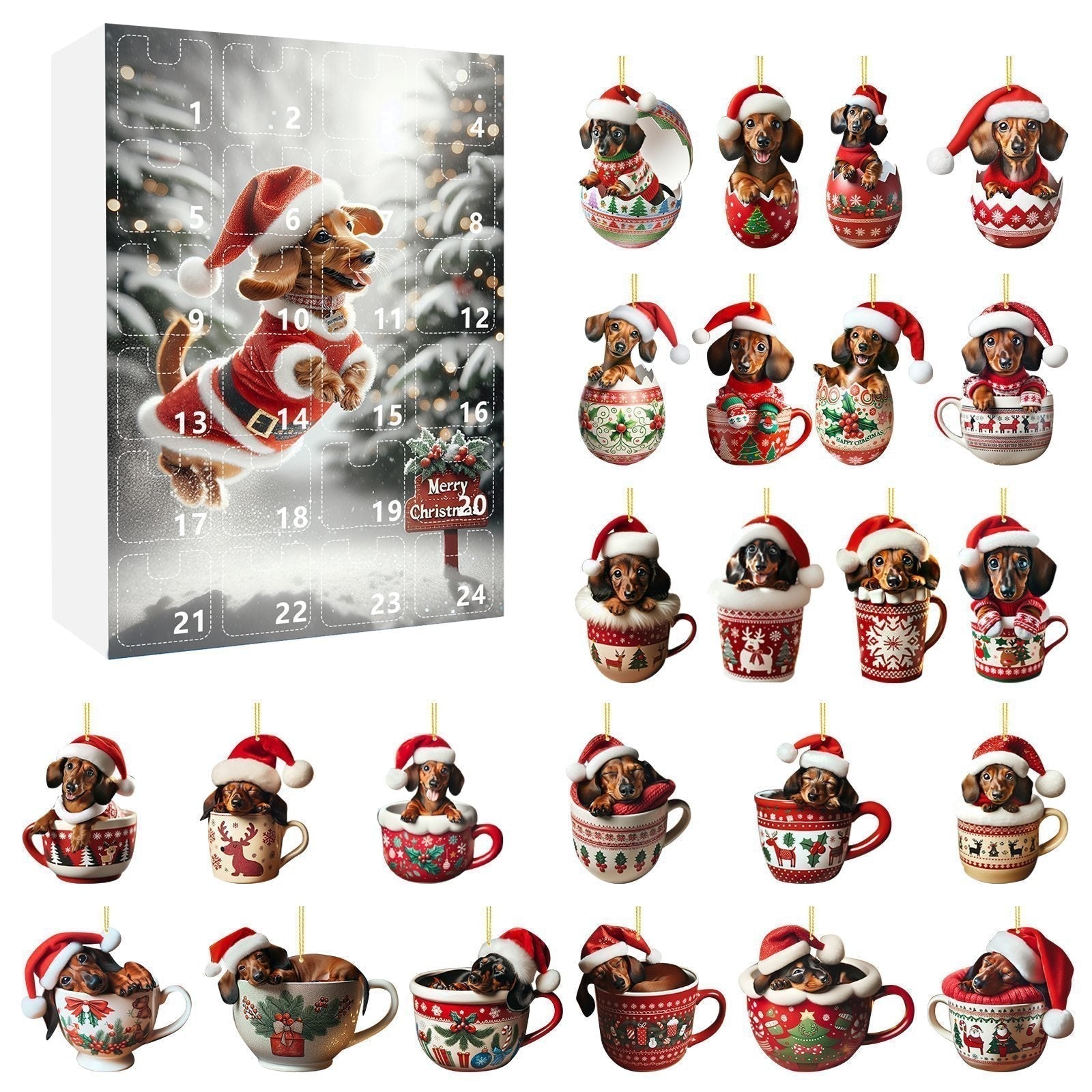 🎅Kalendarz adwentowy z jamnikiem na Boże Narodzenie 2024🎁