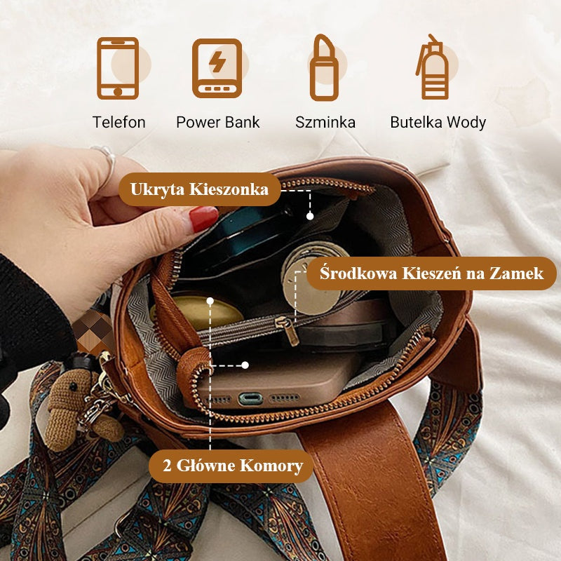 Torba Vintage z Regulowanym, Szerszym Paskiem na Ramię