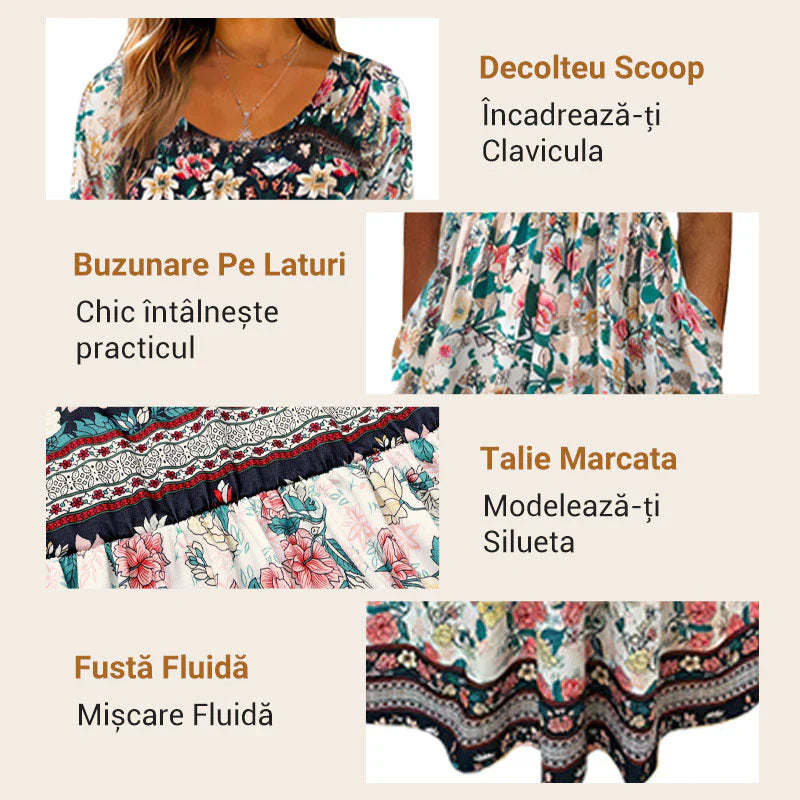 ✨Eleganckie teksturowane sukienki Premium z nadrukiem w stylu boho