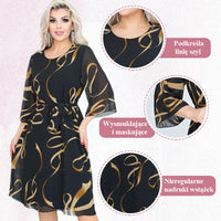 🌸Elegancka luźna sukienka midi z marszczonymi rękawami