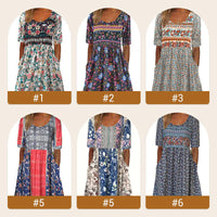 ✨Eleganckie teksturowane sukienki Premium z nadrukiem w stylu boho