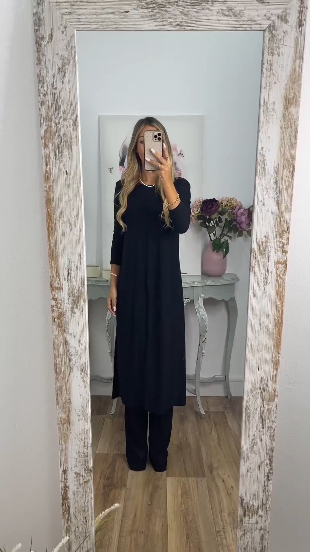 🎁Elegancki 2-częściowy garnitur z długim topem i dopasowanymi spodniami✨