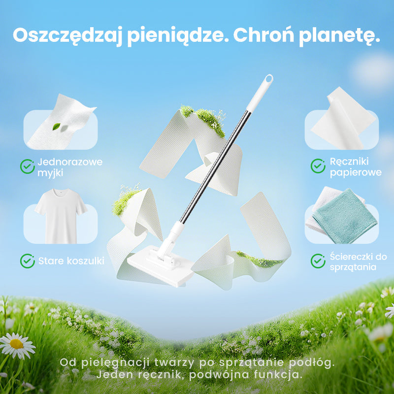 Jednorazowy mop do kurzu z 4 ściereczkami wielokrotnego użytku