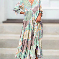 【M-3XL】🌈Kolorowa sukienka z nadrukiem i rękawami 3/4