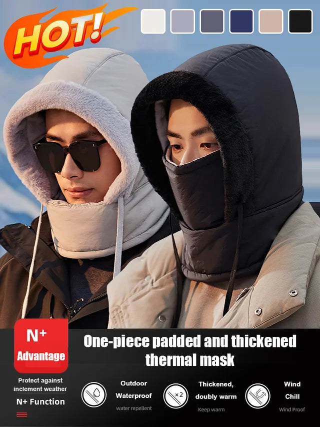 Czapka termiczna unisex z grubszym materiałem, polarową podszewką i dołączoną osłoną na twarz❄️