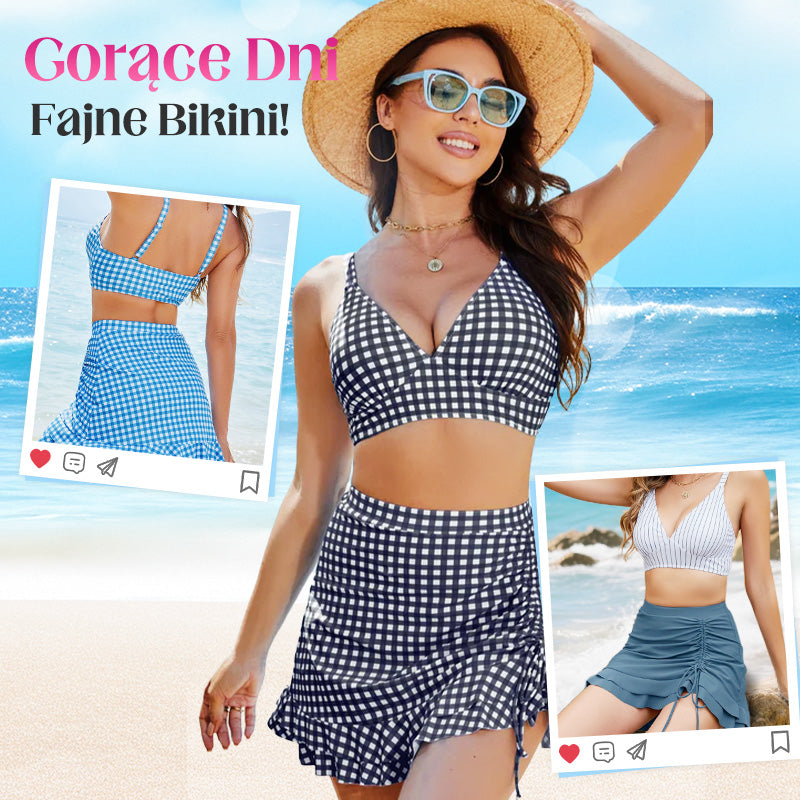 🔥👙Damski komplet bikini z wysokim stanem i dekoltem w szpic
