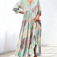 【M-3XL】🌈Kolorowa sukienka z nadrukiem i rękawami 3/4