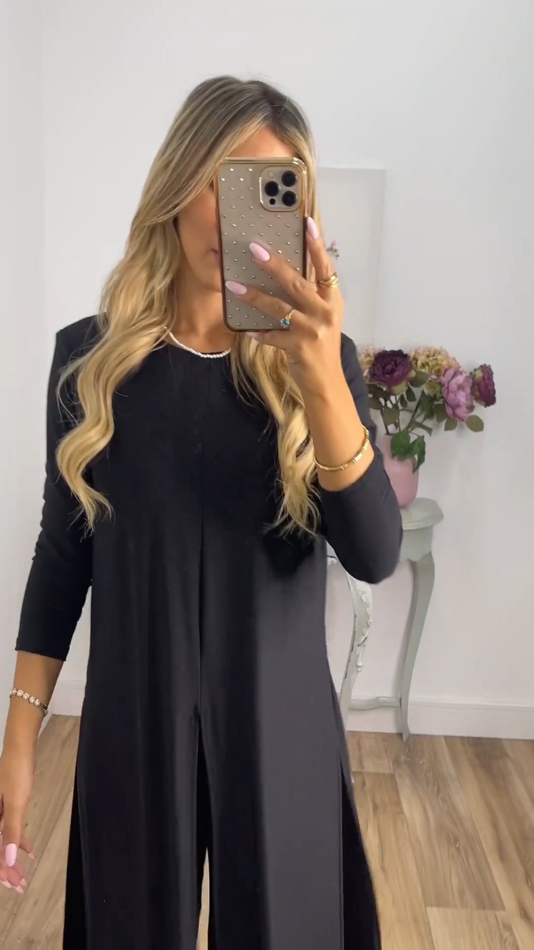 🎁Elegancki 2-częściowy garnitur z długim topem i dopasowanymi spodniami✨