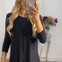 🎁Elegancki 2-częściowy garnitur z długim topem i dopasowanymi spodniami✨