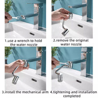 🚰 Ulepsz swoją rutynę prania - ✨ TTZZ 1080° Obrotowa przedłużka aeratora baterii - dla łatwej kontroli pod każdym kątem!