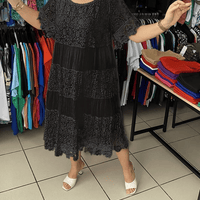 💝Jednokolorowa koronkowa sukienka z krótkim rękawem👗