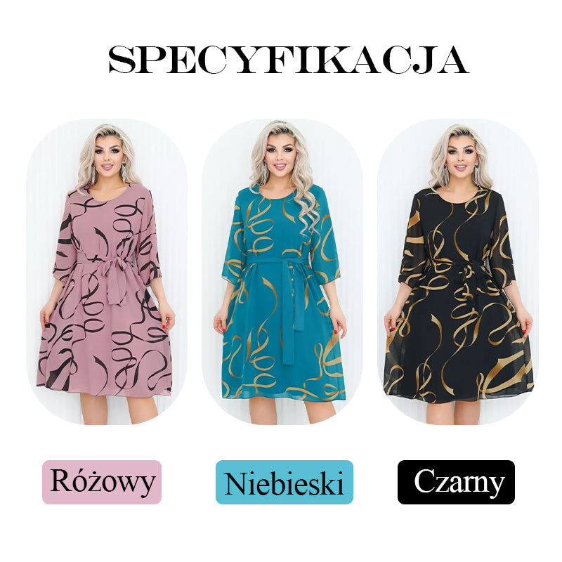 🌸Elegancka luźna sukienka midi z marszczonymi rękawami