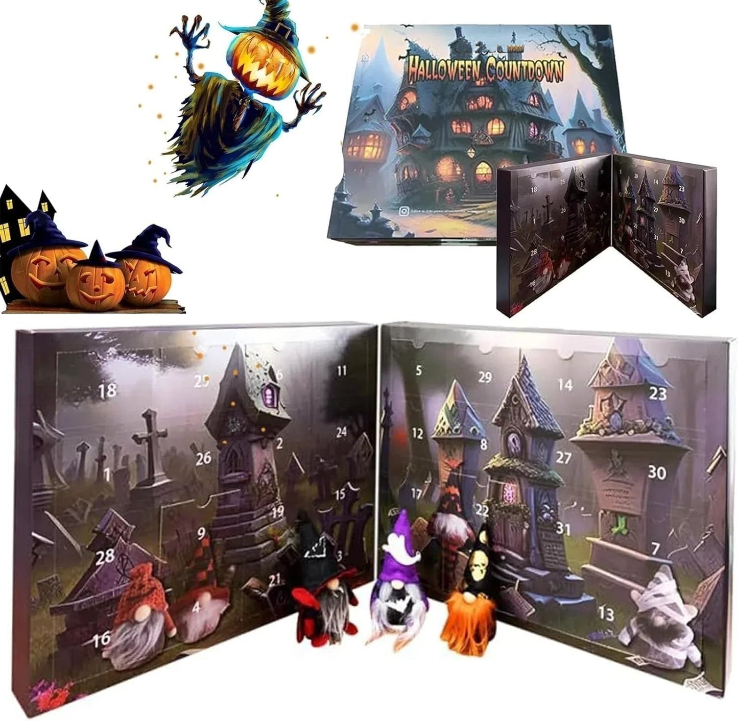 💝Pomysł na prezent Gorąca wyprzedaż🎅Kalendarz adwentowy z krasnalami na Boże Narodzenie/Halloween 2025🎃