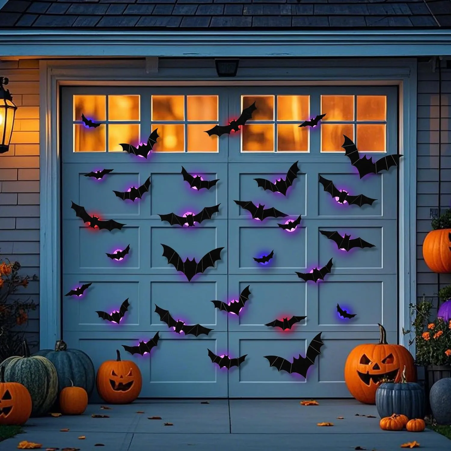 🦇Halloweenowe świecące nietoperze 3D