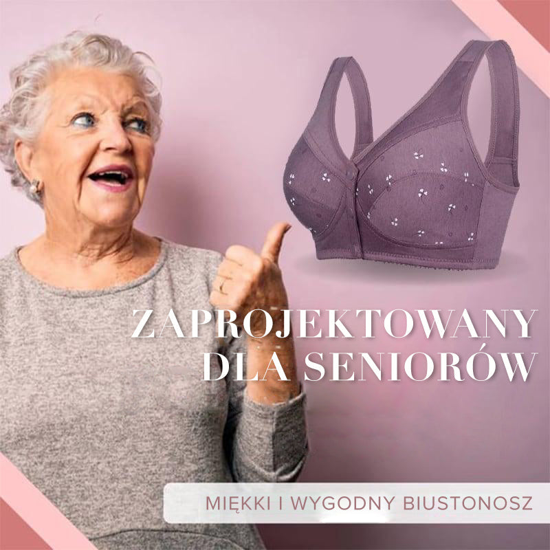 Projekt dla seniorów Bawełniany biustonosz z zapięciem z przodu