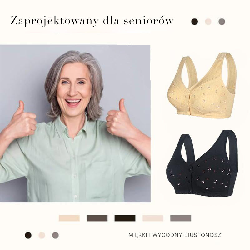 Projekt dla seniorów Bawełniany biustonosz z zapięciem z przodu