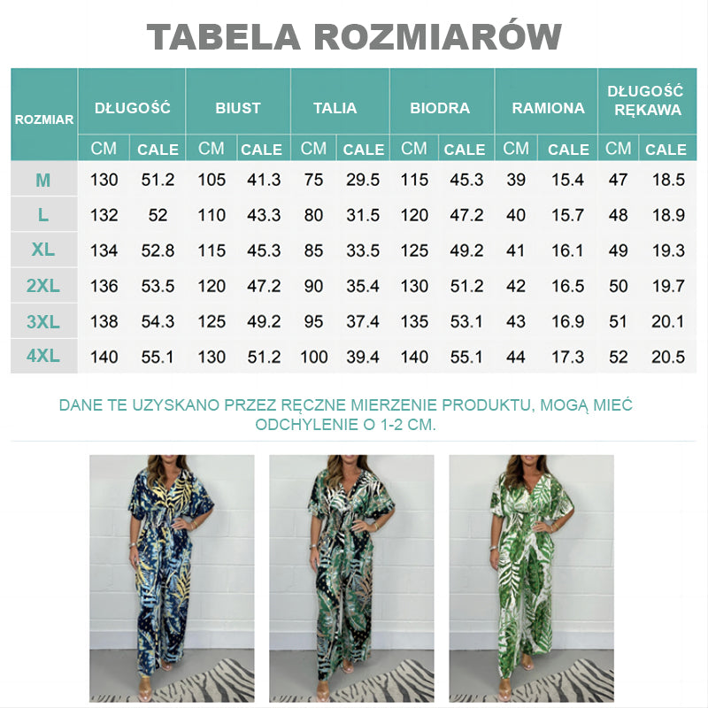 🥻Letnia moda damska Body z nadrukiem liści Plus Size z elastyczną talią