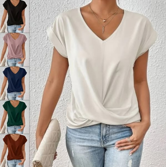 Elegancka casualowa koszulka z krótkim rękawem