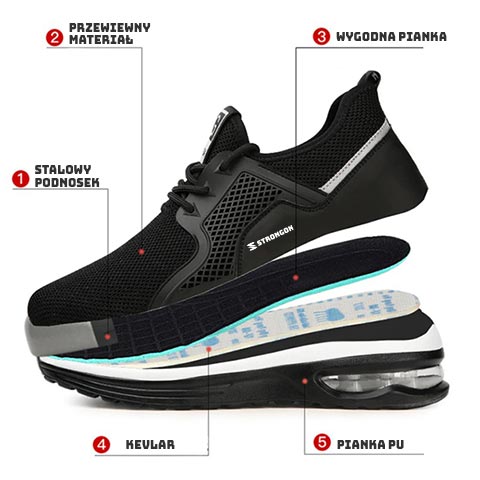 STRONGON® – WZMOCNIONE WYTRZYMAŁE SNEAKERSY MĘSKIE ZE STALOWYM NOSKIEM
