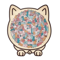 🐱135-elementowa drewniana układanka w kształcie kota w kolorach Morandiego🎁