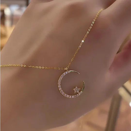 💕Jasna noc: Naszyjnik z księżycem i gwiazdą 🌙🎅 Oferta ograniczona czasowo
