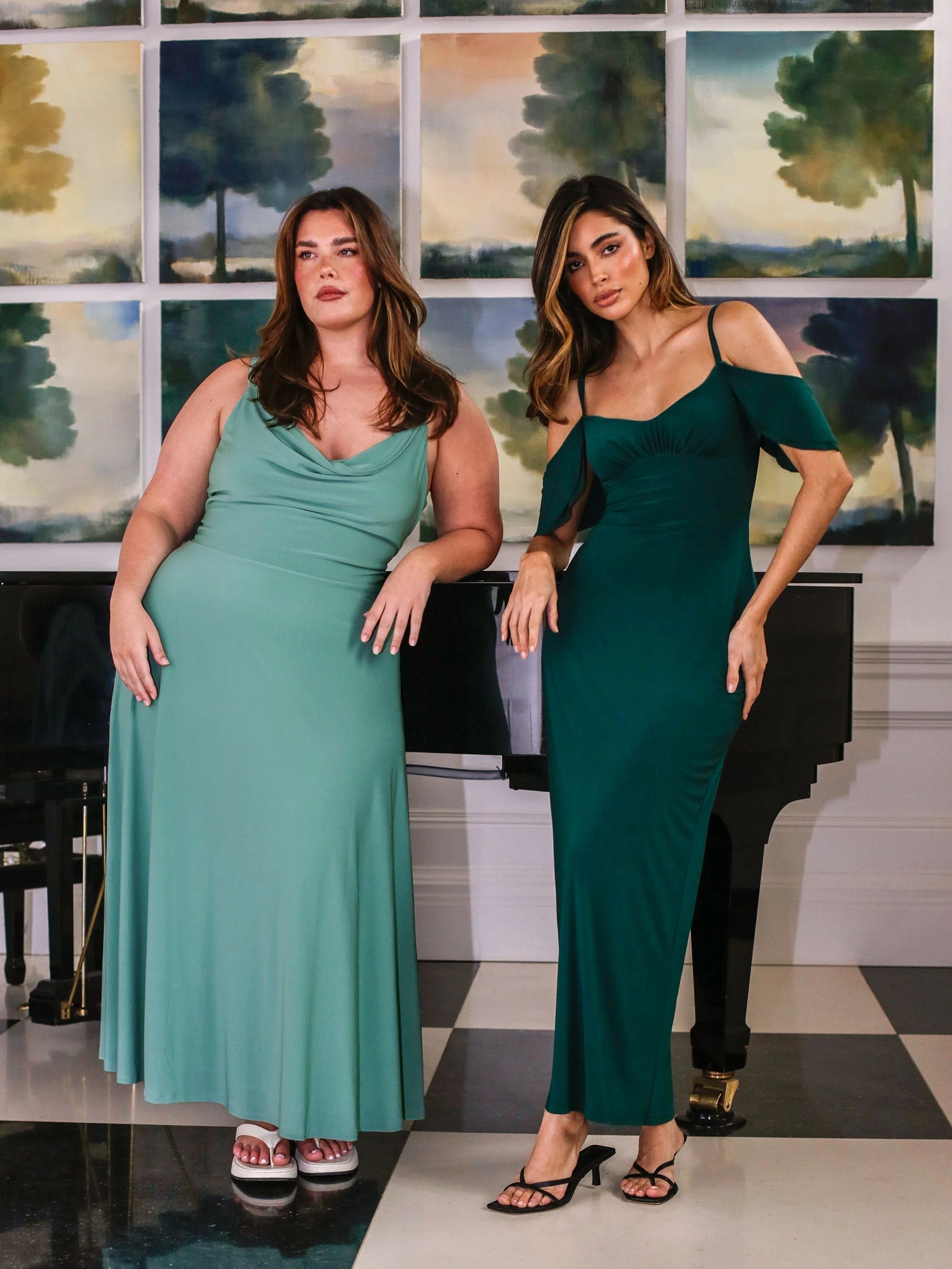 💃Lulah Drape Maxi Dress z wbudowanym biustonoszem